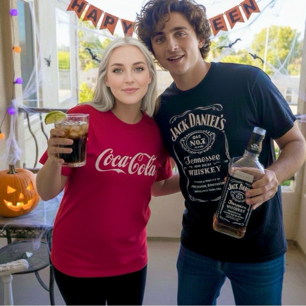 Couples Halloween Costume Jack & Coke Coca Cola Red T-Shirt/S Jack Daniel’s 2XL